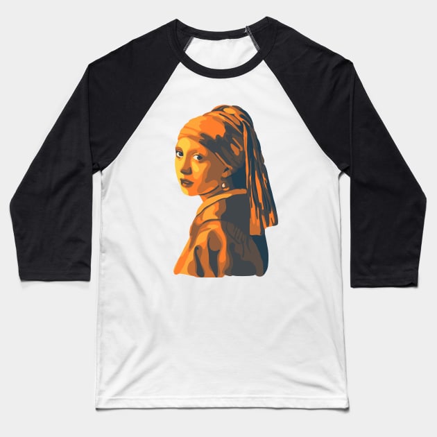 Girl With A Pearl Earring Baseball T-Shirt by Slightly Unhinged